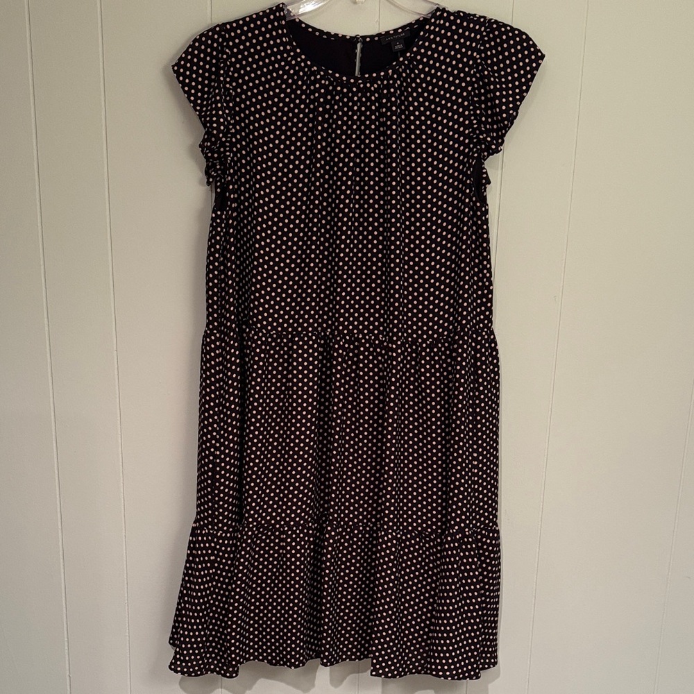 Ann Taylor Black and Pink Polka Dot Mini Dress